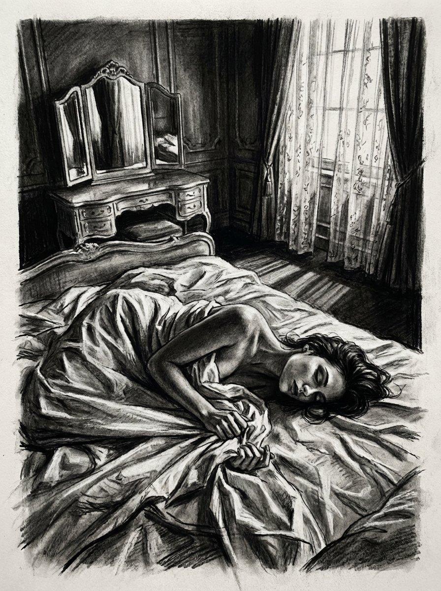 AI generated image for 4K Charcoal Boudoir Sketch