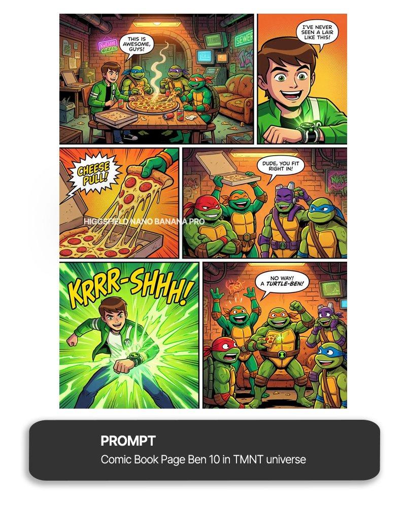 AI generated image for Ben 10/TMNT Official Crossover Comic Page