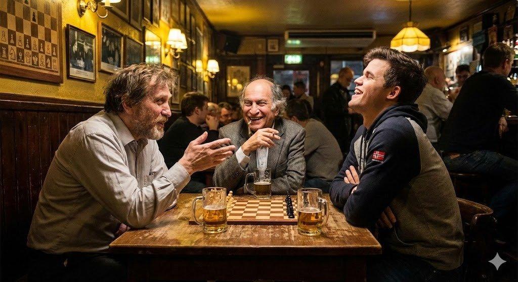 AI generated image for Chess Legends Walk Into a Bar
