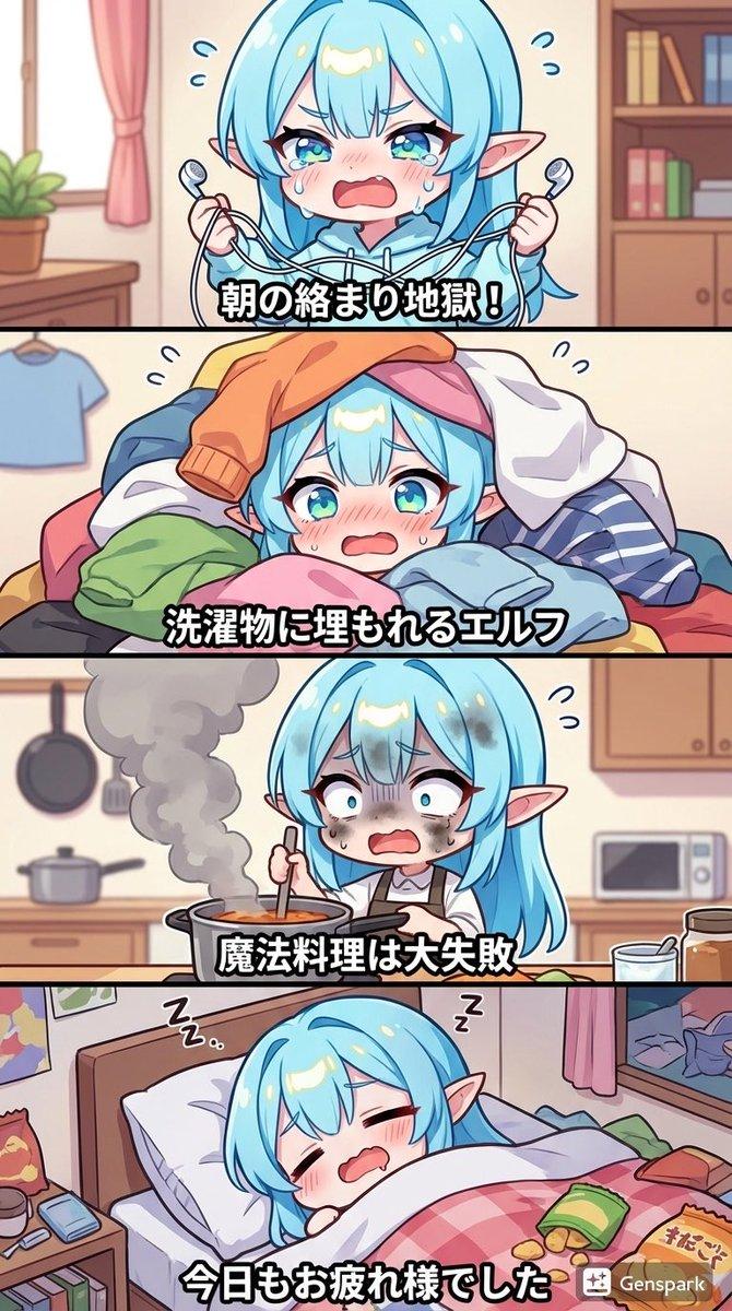 AI generated image for Clumsy Elf Manga Creation Prompt