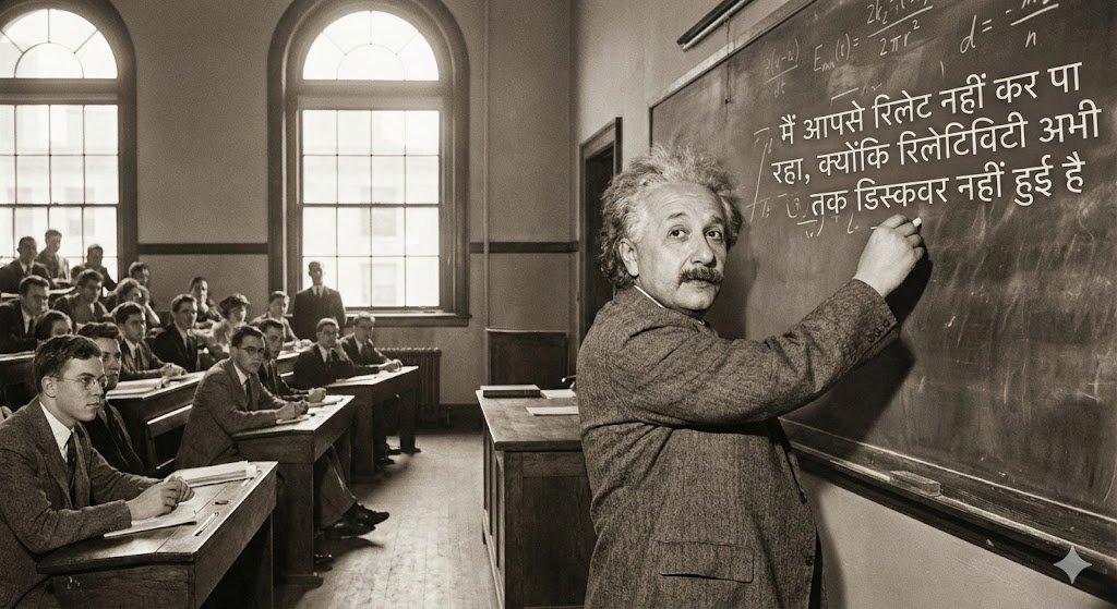 AI generated image for Einstein's Anachronistic MIT Lecture