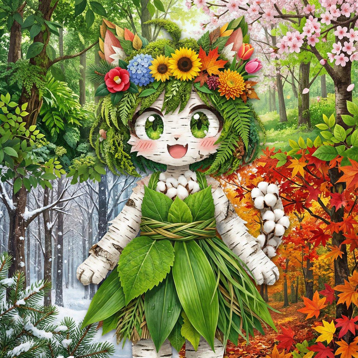 AI generated image for Four Seasons Foliage Character Collage
