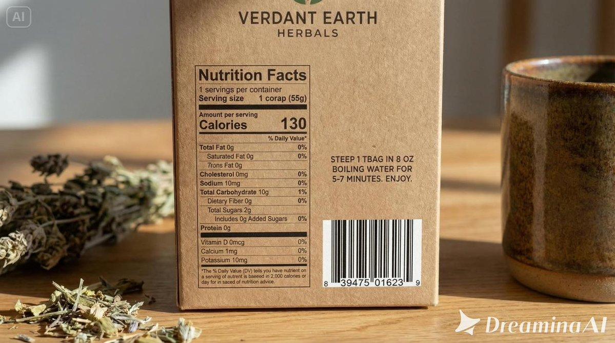 AI generated image for Herbal Tea Packaging Mockup Prompt