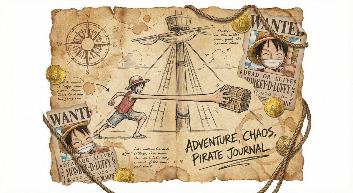 AI generated image for Luffy's Pirate Log: Treasure Hunt Sketch