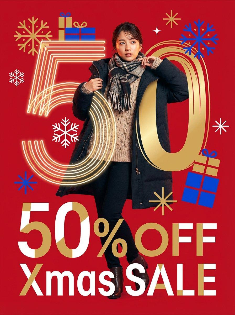 AI generated image for Modern Vibrant Christmas Sale Poster Design