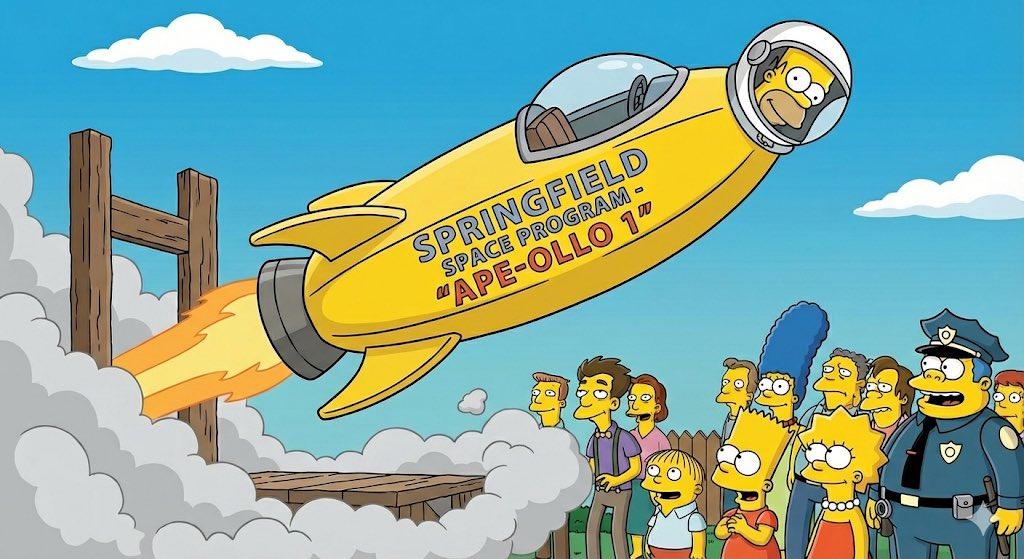 AI generated image for Simpsons-Style Rocket Banana Mashup