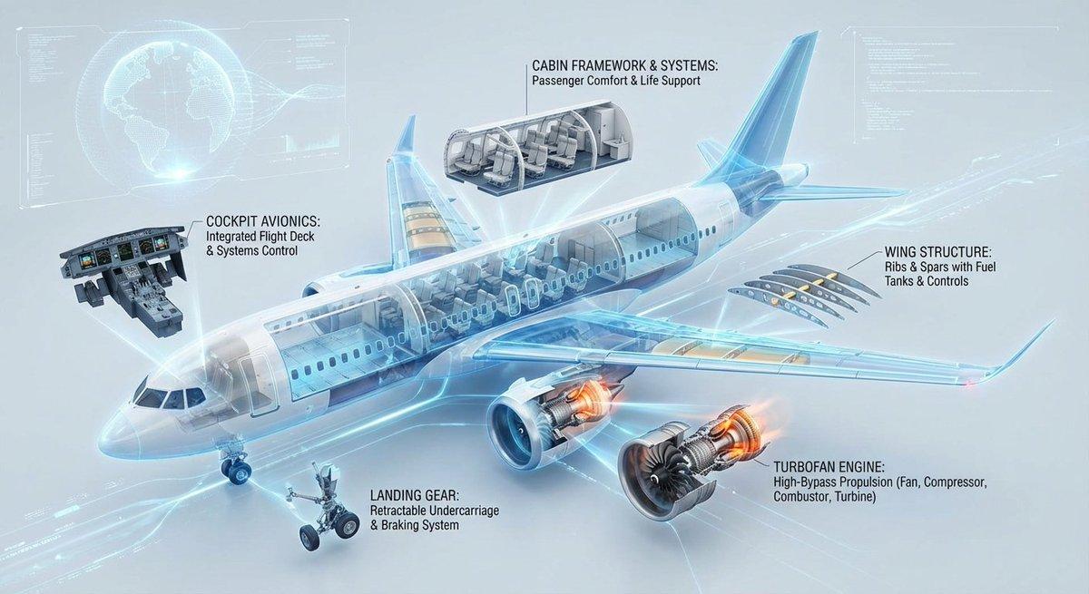AI generated image for Advanced 3D Cutaway Blueprint of a Modern Commercial Jet Airliner