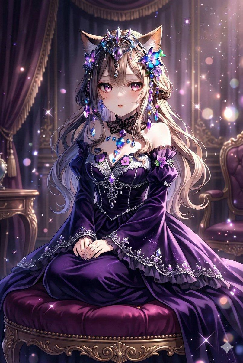 AI generated image for Anime Digital Illustration: Seiza Pose on Velvet Pedestal