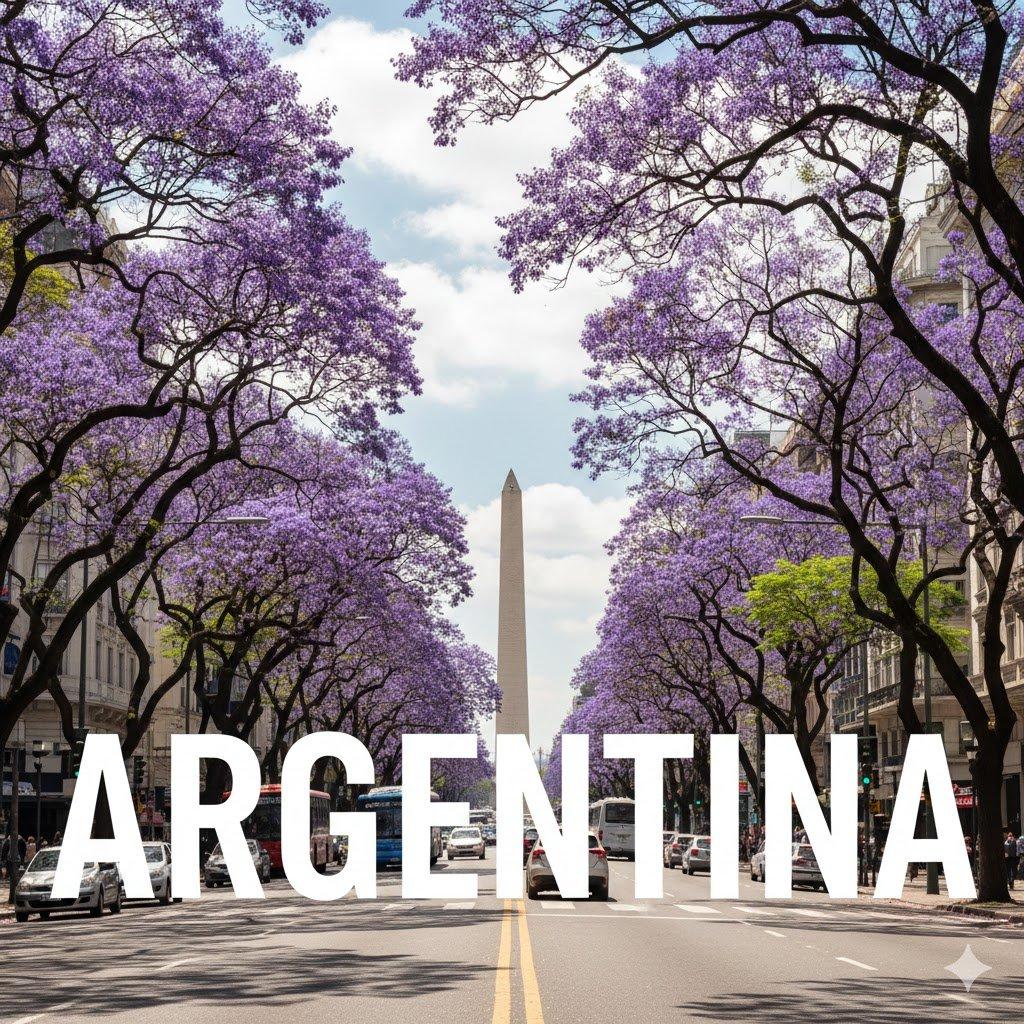 AI generated image for Buenos Aires Springtime: 9 de Julio, Obelisk, and Jacarandas