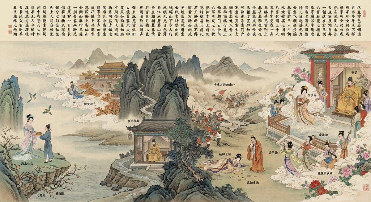 AI generated image for Illustrate Chang Hen Ge with Original Text