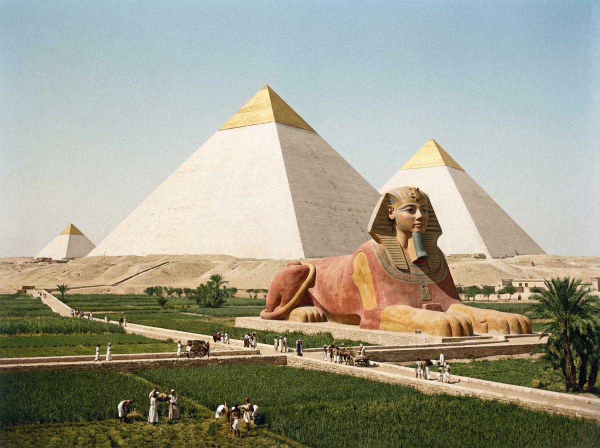 AI generated image for Original Grandeur of the Giza Sphinx and Pyramids
