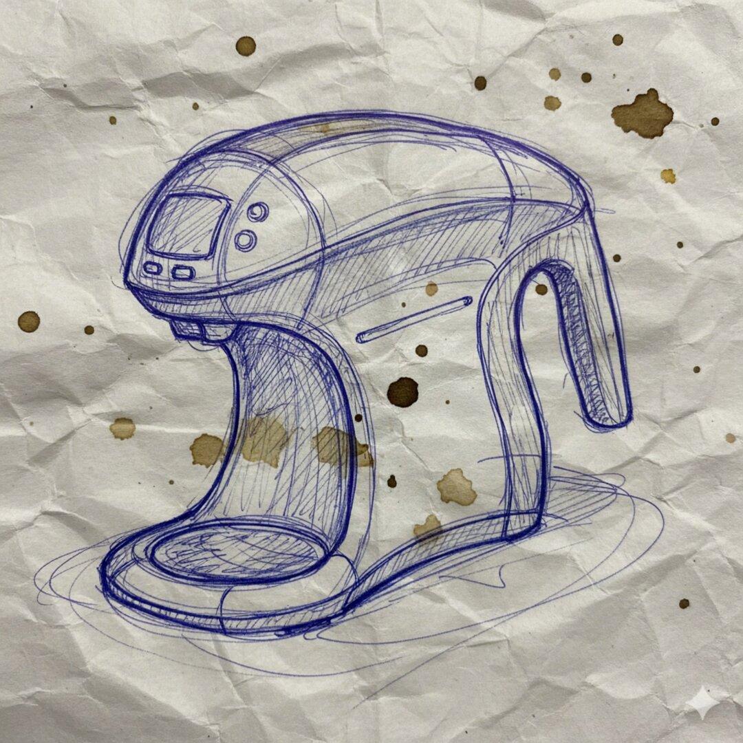 AI generated image for Product Rendering Prompt: Glossy Plastic Body with Oak Handle