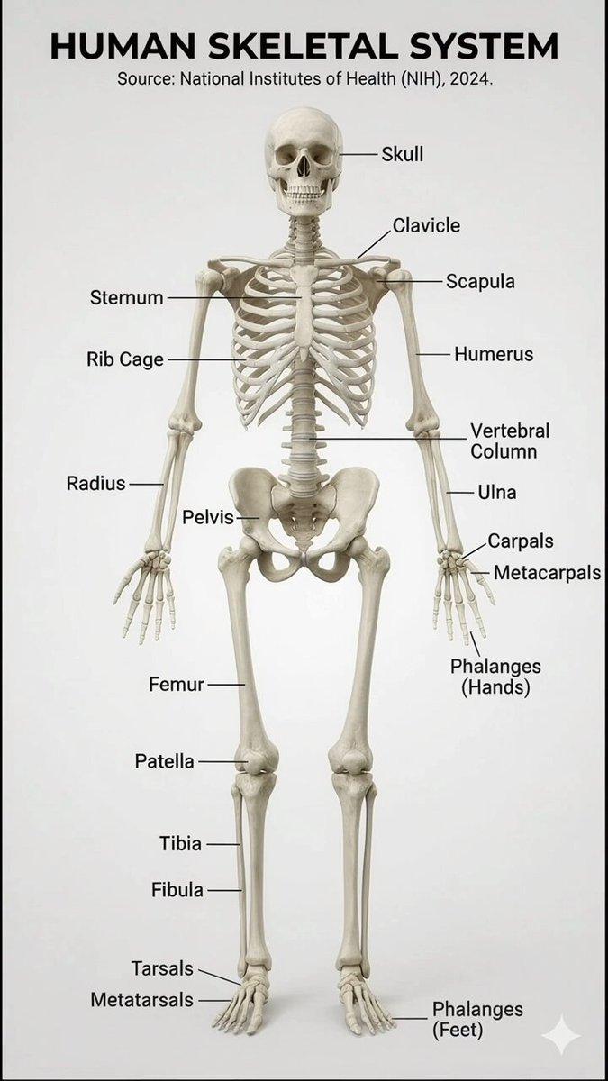 AI generated image for Realistic Human Skeletal System Infographic with Labels