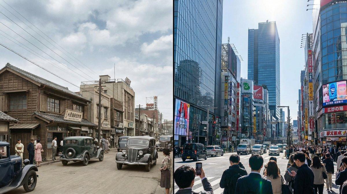 AI generated image for Side-by-Side Time Comparison Image Generation Prompt