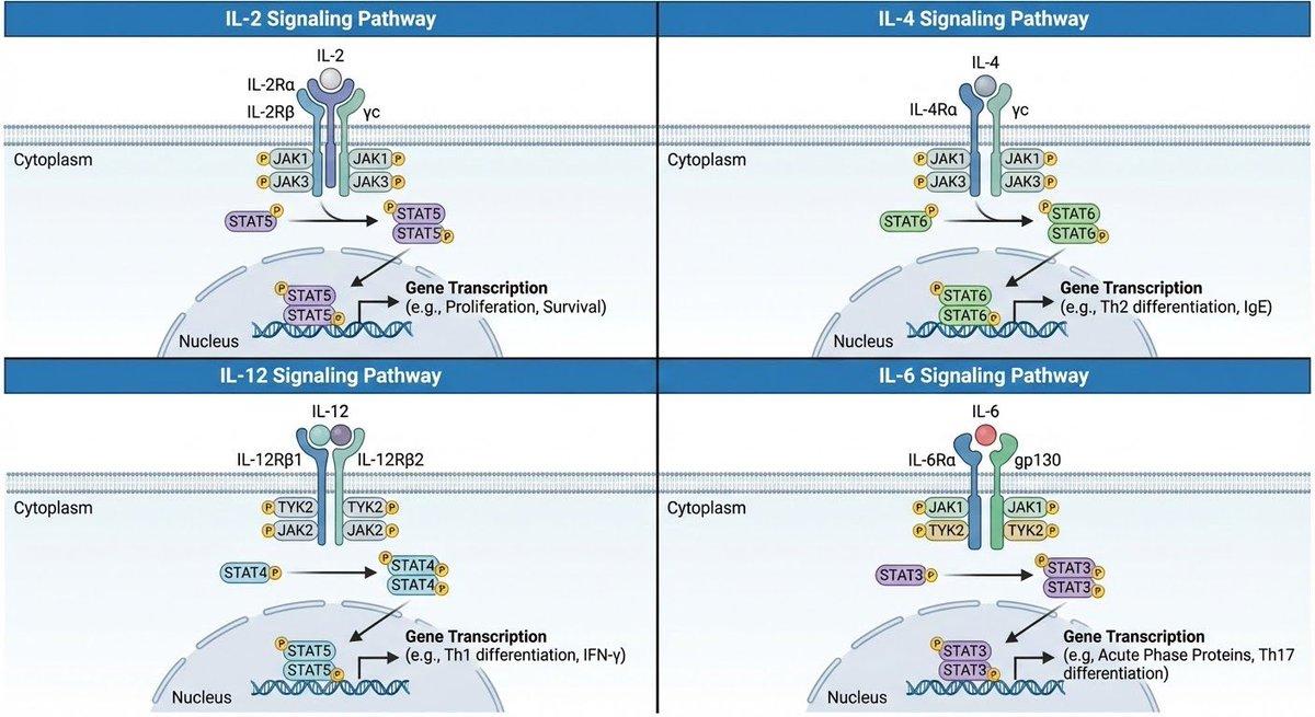 AI generated image for Signaling Pathways for IL-2, IL-4, IL-12, and IL-6