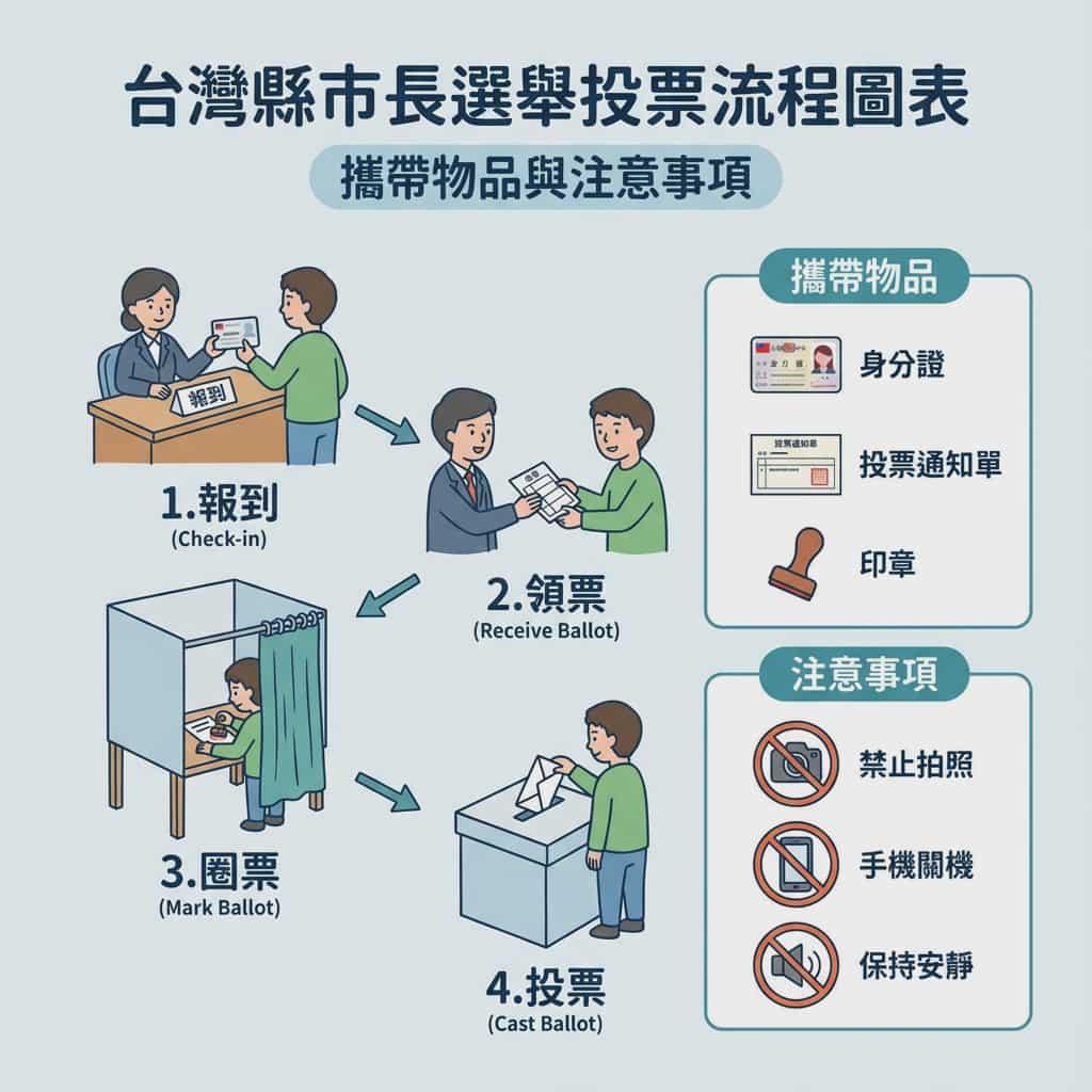 AI generated image for Taiwan County and City Mayor Election Voting Process Infographic